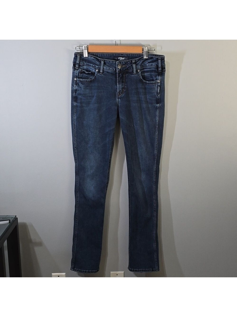 Silver Jeans Co. Blue Denim Jeans Women's 29 Elyse Straight Western Glove Works